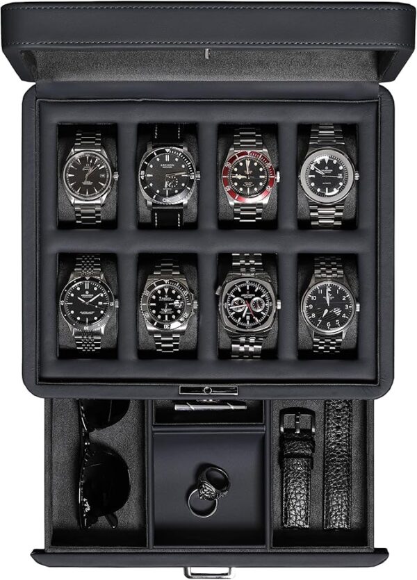 Luxury Watch Box for 8 Watches, Faux Leather