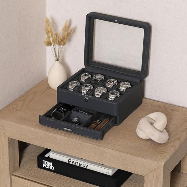 Luxury Watch Box for 8 Watches, Faux Leather - Image 6