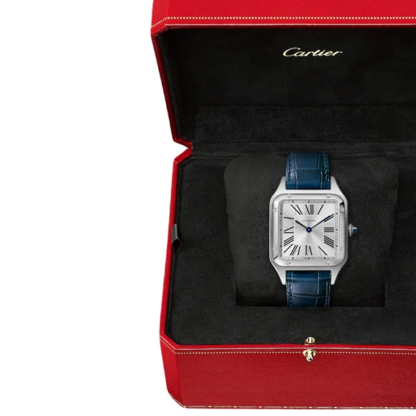Cartier Santos-Dumont Watch Large Model, Quartz Movement, Steel, Leather - Image 2