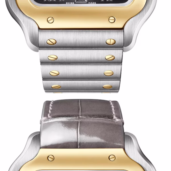 Cartier Santos De Cartier Watch, Large Model, Automatic Winding, Steel Case, Yellow Gold, Interchangeable Leather Strap - Image 6
