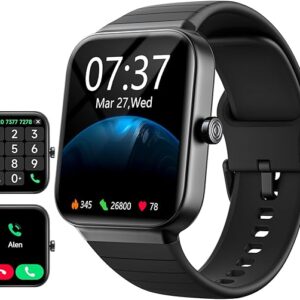 Aeac Smart Watch for Men Women(Answer/Make Call), 1.8" Touch Screen Fitness Watch with Step Counter/Heart Rate/Sleep Monitor/IP68 Waterproof, Men's Smartwatch with Alexa for Android/iPhone/Samsung