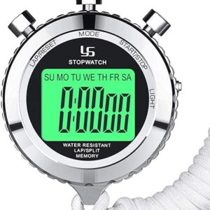 LAOPAO Stopwatch, 1/100 seconds Precision 2 Memories Daily Waterproof with Light function&Mute Mode for Outdoor Sports Running