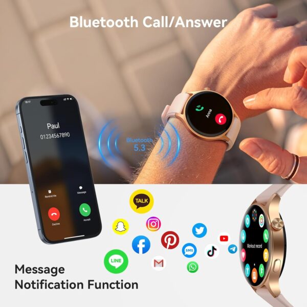 Aeac Smart Watch for Women, AMOLED Ultra-Clear Screen Activity Trackers with Heart Rate/Sleep/SpO2 Monitor, Smartwatch for iPhone/Samsung/Android, 110+ Sport Modes 3ATM Waterproof Fitness Watch - Image 7