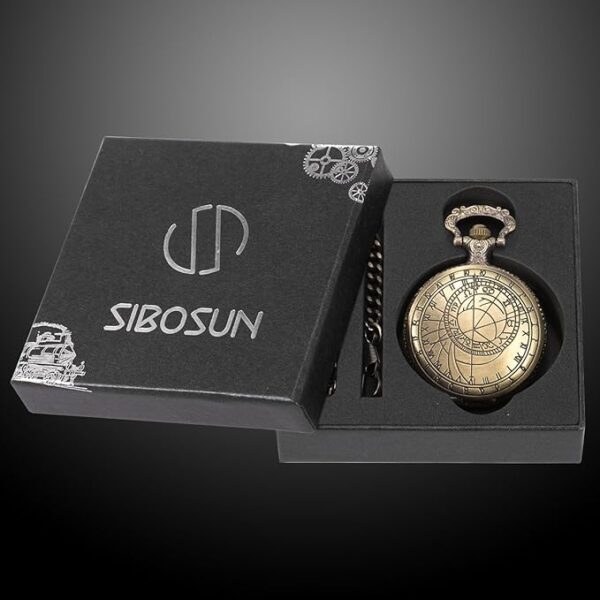 SIBOSUN Vintage Dr Who Pocket Watch with Bronze Case Quartz White Dial and Chain, Doctor who Watch with Gift Box - Image 2