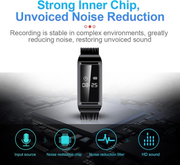 Camera Wristband, Noise Reduction Digital Voice Activated Recorder Watch, HD Sound Recording Device Sweat Proof Video Recorder Bracelet, 1920 X 1080 Image OTG Connection (16G) - Image 2