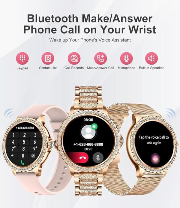 LIGE Smart Watch for Women, Bluetooth Call 1.32" Ladies Fitness Watch with Blood Pressure/Oxygen/Heart Rate Monitor Pedometer, IP67 Waterproof Sports Smartwatch Compatible for Android iOS Phones - Image 6