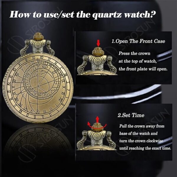 SIBOSUN Vintage Dr Who Pocket Watch with Bronze Case Quartz White Dial and Chain, Doctor who Watch with Gift Box - Image 4