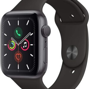 Apple Watch Series 5 (GPS, 44mm) - Space Grey Aluminium Case with Black Sport Band (Renewed)
