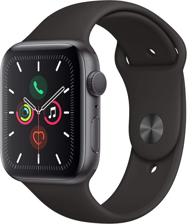Apple Watch Series 5 (GPS, 44mm) - Space Grey Aluminium Case with Black Sport Band (Renewed)