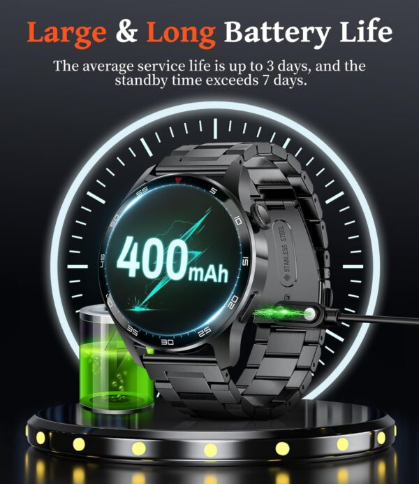 LIGE 1.43'' AMOLED Smart Watch for Men with 3 Straps and Answer/Make Call,Fitness Watch 100+ Sports Modes,Heart Rate/SpO2/Sleep Monitor Smartwatch for Android iOS Phones - Image 2