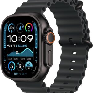 Apple Watch Ultra 2 GPS + Cellular 49mm Smartwatch, Sports Watch with Black with Rugged Titanium Case with Black Ocean Band. Fitness Tracker, Precision GPS, Extra-Long Battery Life