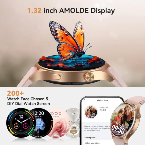 Aeac Smart Watch for Women, AMOLED Ultra-Clear Screen Activity Trackers with Heart Rate/Sleep/SpO2 Monitor, Smartwatch for iPhone/Samsung/Android, 110+ Sport Modes 3ATM Waterproof Fitness Watch - Image 6