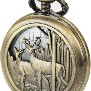 SIBOSUN Vintage Dr Who Pocket Watch with Bronze Case Quartz White Dial and Chain