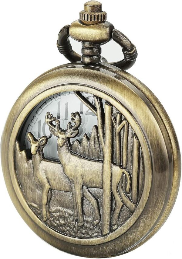 SIBOSUN Vintage Dr Who Pocket Watch with Bronze Case Quartz White Dial and Chain