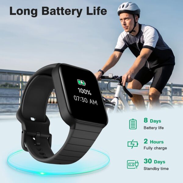 Aeac Smart Watch for Men Women(Answer/Make Call), 1.8" Touch Screen Fitness Watch with Step Counter/Heart Rate/Sleep Monitor/IP68 Waterproof, Men's Smartwatch with Alexa for Android/iPhone/Samsung - Image 3