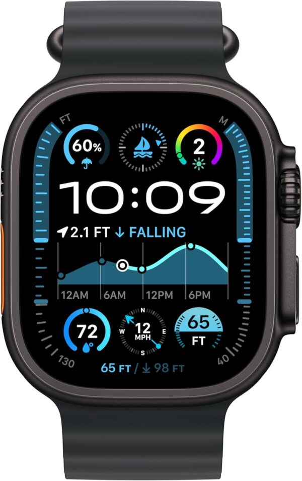 Apple Watch Ultra 2 GPS + Cellular 49mm Smartwatch, Sports Watch with Black with Rugged Titanium Case with Black Ocean Band. Fitness Tracker, Precision GPS, Extra-Long Battery Life - Image 6