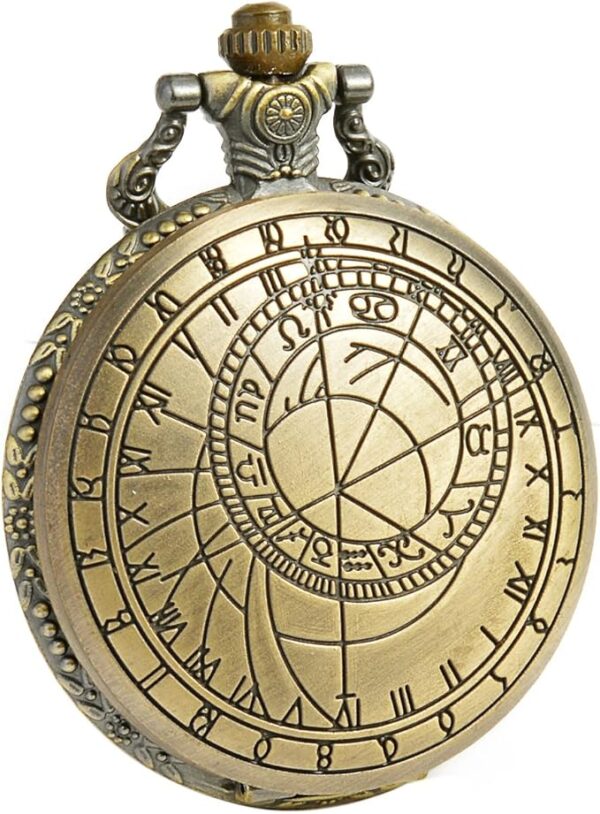 SIBOSUN Vintage Dr Who Pocket Watch with Bronze Case Quartz White Dial and Chain, Doctor who Watch with Gift Box