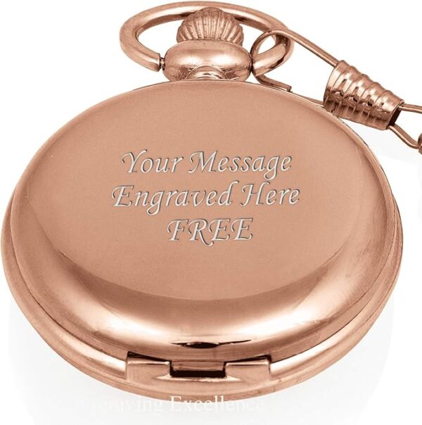 Charles Hendon Personalised Mechanical Pocket Watches - Gold, Silver or Rose Gold - Free Box and Engraving - Groomsmen Gift - Image 2