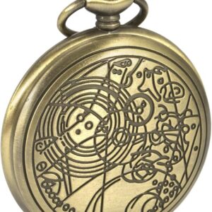 SIBOSUN Vintage Dr Who Pocket Watch with Bronze Case Quartz White Dial and Chain, Doctor who Watch with Gift Box