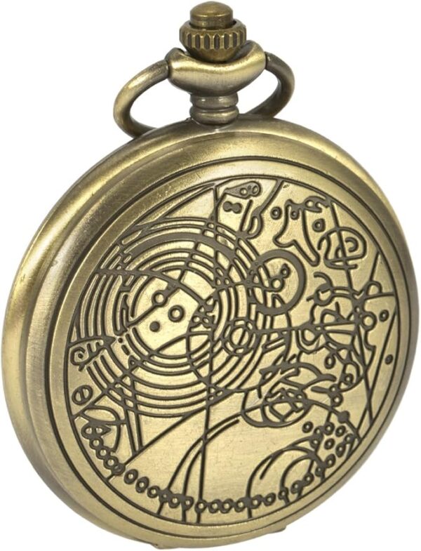 SIBOSUN Vintage Dr Who Pocket Watch with Bronze Case Quartz White Dial and Chain, Doctor who Watch with Gift Box