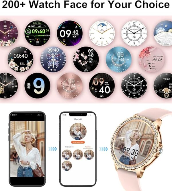 LIGE Smart Watch for Women, Bluetooth Call 1.32" Ladies Fitness Watch with Blood Pressure/Oxygen/Heart Rate Monitor Pedometer, IP67 Waterproof Sports Smartwatch Compatible for Android iOS Phones - Image 7