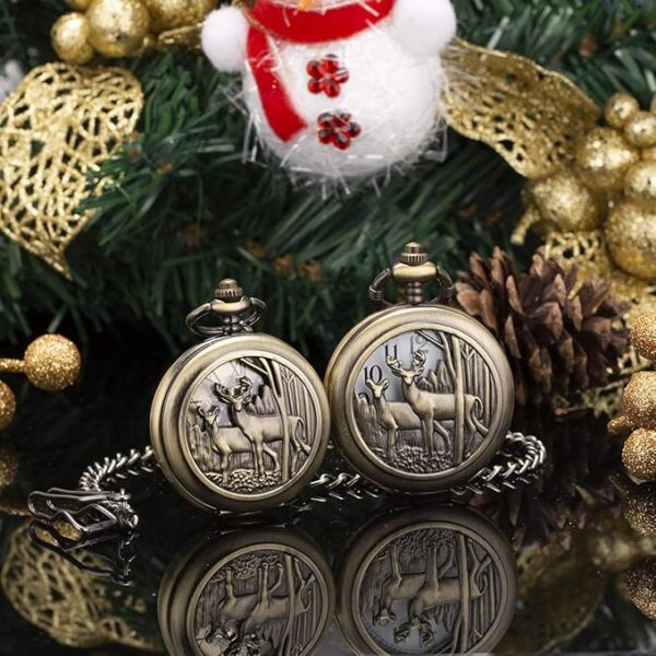 SIBOSUN Vintage Dr Who Pocket Watch with Bronze Case Quartz White Dial and Chain - Image 7