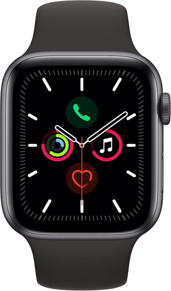 Apple Watch Series 5 (GPS, 44mm) - Space Grey Aluminium Case with Black Sport Band (Renewed) - Image 5