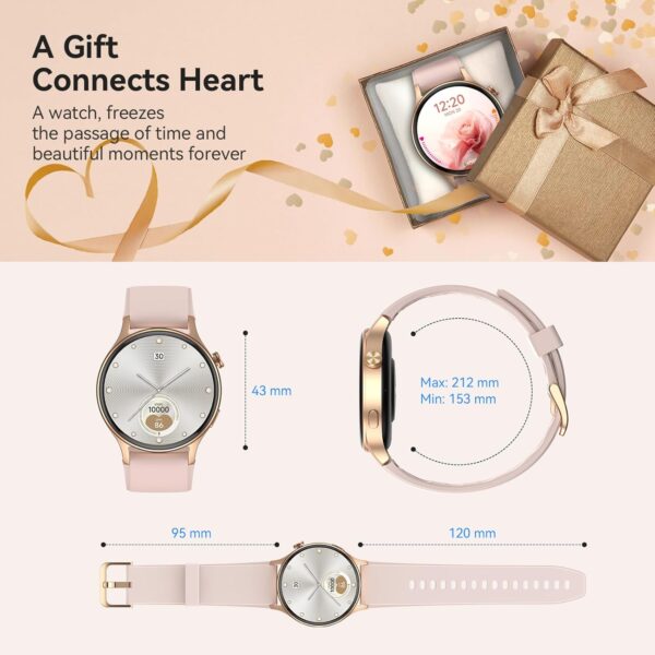 Aeac Smart Watch for Women, AMOLED Ultra-Clear Screen Activity Trackers with Heart Rate/Sleep/SpO2 Monitor, Smartwatch for iPhone/Samsung/Android, 110+ Sport Modes 3ATM Waterproof Fitness Watch - Image 3