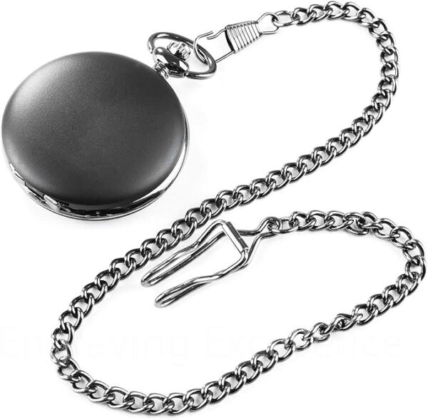 Charles Hendon Personalised Engraved Black Matte Finish Roman Pocket Watch - Image 5