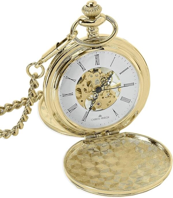 Charles Hendon Personalised Mechanical Pocket Watches - Gold, Silver or Rose Gold - Free Box and Engraving - Groomsmen Gift (Copy)