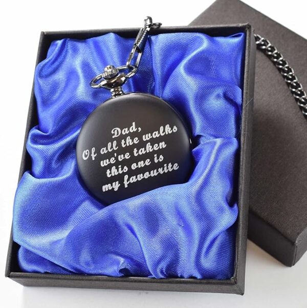 Charles Hendon Personalised Engraved Black Matte Finish Roman Pocket Watch - Image 6