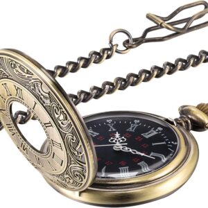 Vintage Pocket Watch Steel Men Watch with Chain