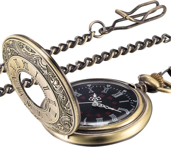 Vintage Pocket Watch Steel Men Watch with Chain