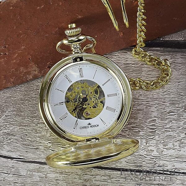 Charles Hendon Personalised Mechanical Pocket Watches - Gold, Silver or Rose Gold - Free Box and Engraving - Groomsmen Gift (Copy) - Image 4