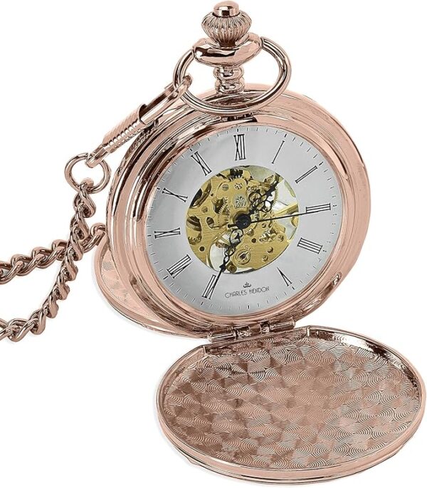 Charles Hendon Personalised Mechanical Pocket Watches - Gold, Silver or Rose Gold - Free Box and Engraving - Groomsmen Gift