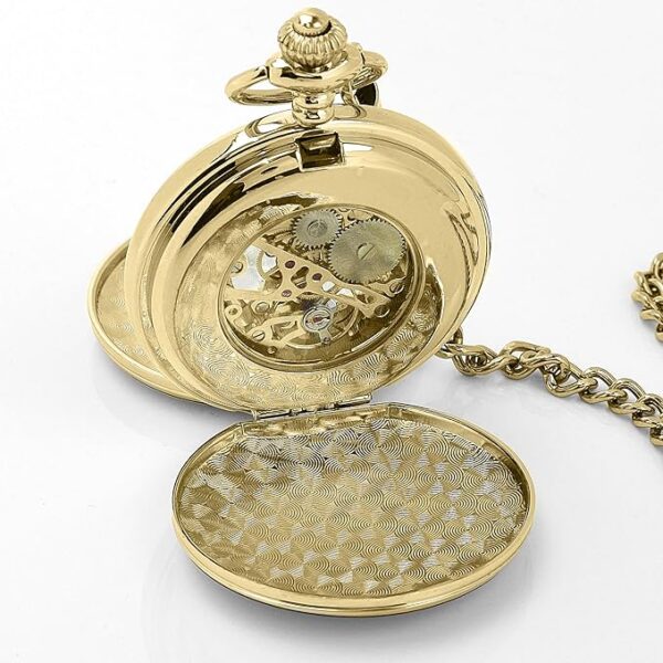 Charles Hendon Personalised Mechanical Pocket Watches - Gold, Silver or Rose Gold - Free Box and Engraving - Groomsmen Gift (Copy) - Image 3